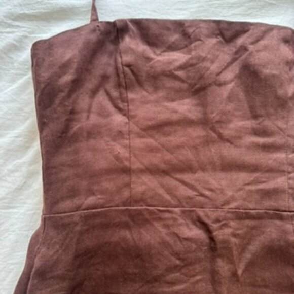 Reformation Linda Linen Dress Size 6 Brown - Picture 6 of 8